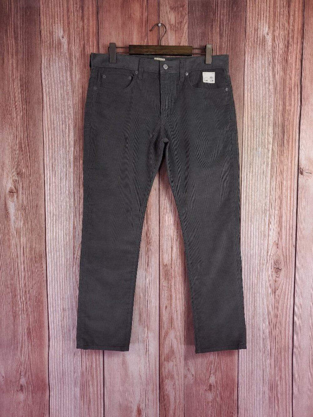 NWT J Crew 484 Slim Fit Corduroy Pants Mens 34x30 Extra Narrow Leg Cotton Gray